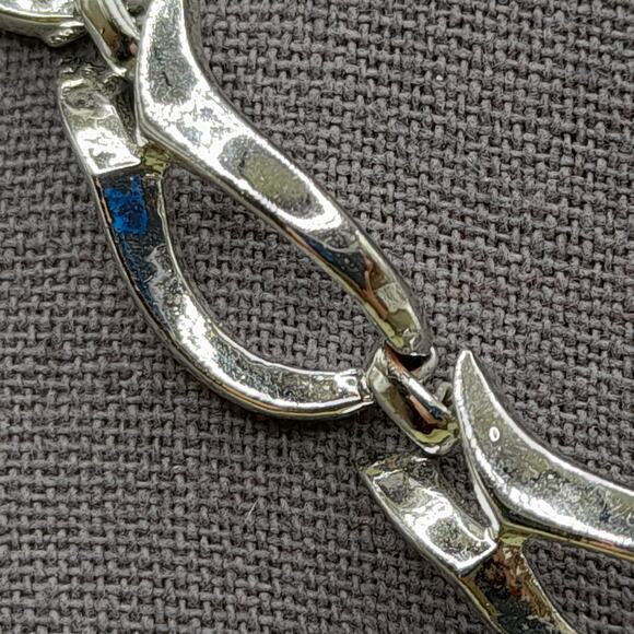 Vintage Silver Tone Oval Link Choker Necklace, 16 Inches, 1950s - Picture 4 of 12